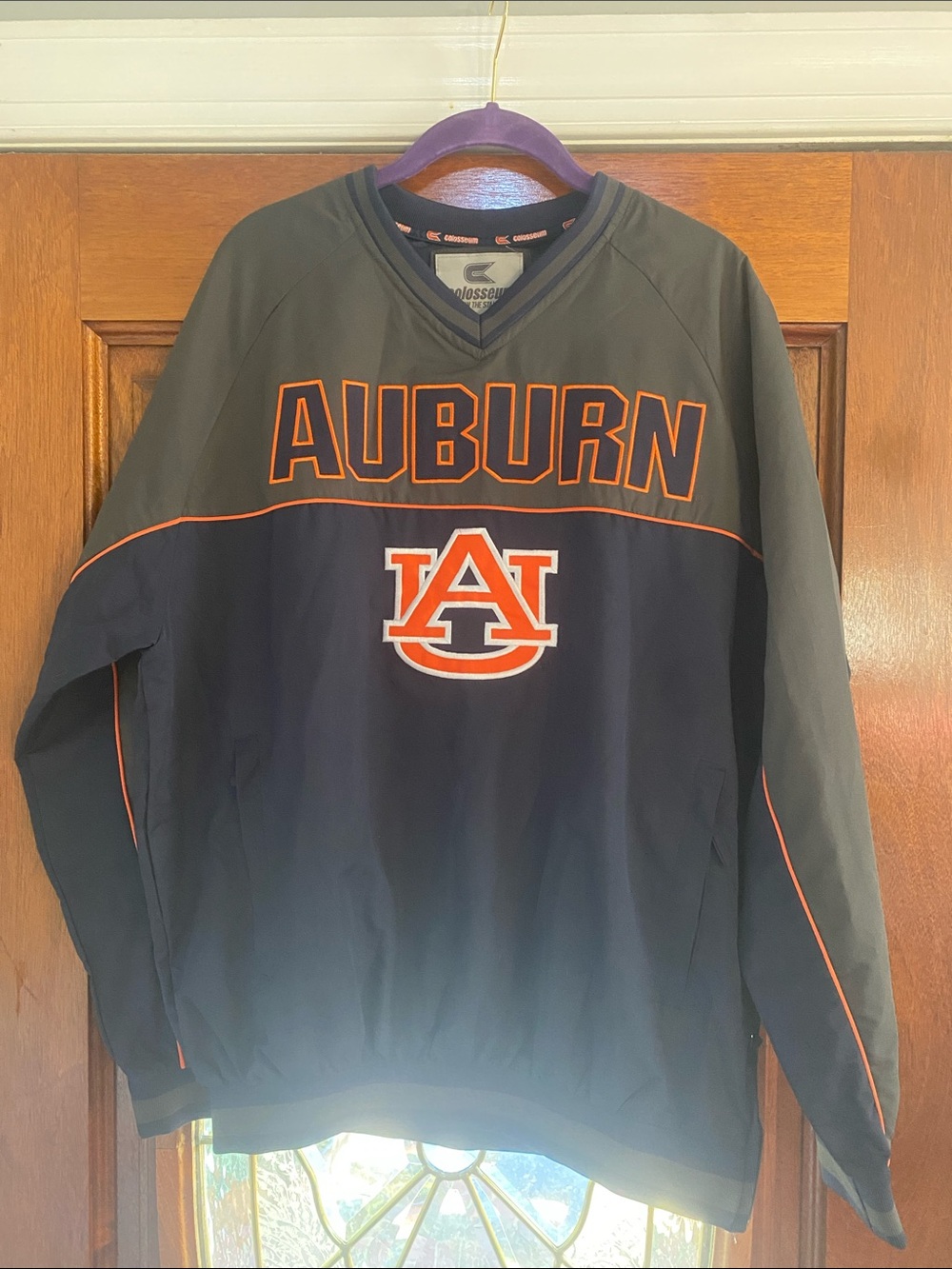 Colosseum Auburn V Neck Pullover - Navy, Gray, Orange. Sz M Excellent Condition